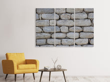 Laden Sie das Bild in den Galerie-Viewer, Leinwandbild 3-teilig Mauer aus Natur Steinen