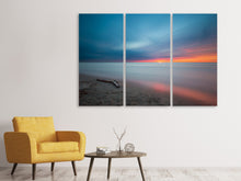 Laden Sie das Bild in den Galerie-Viewer, Leinwandbild 3-teilig Strand im Abendrot