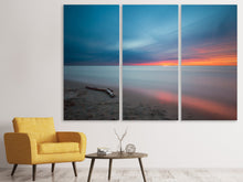 Laden Sie das Bild in den Galerie-Viewer, Leinwandbild 3-teilig Strand im Abendrot