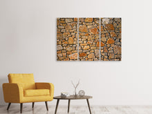 Laden Sie das Bild in den Galerie-Viewer, Leinwandbild 3-teilig Natur Steinmauer