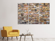 Laden Sie das Bild in den Galerie-Viewer, Leinwandbild 3-teilig Alte Steinwand