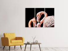 Laden Sie das Bild in den Galerie-Viewer, Leinwandbild 3-teilig Prächtige Flamingos