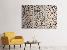 Laden Sie das Bild in den Galerie-Viewer, Leinwandbild 3-teilig Holzstapel