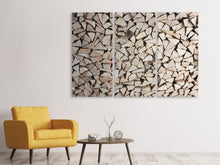 Laden Sie das Bild in den Galerie-Viewer, Leinwandbild 3-teilig Holzstapel
