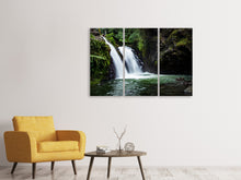 Laden Sie das Bild in den Galerie-Viewer, Leinwandbild 3-teilig Wasserfall im Abendlicht