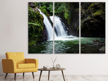 Laden Sie das Bild in den Galerie-Viewer, Leinwandbild 3-teilig Wasserfall im Abendlicht
