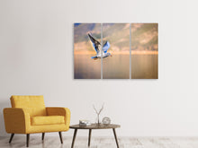 Laden Sie das Bild in den Galerie-Viewer, Leinwandbild 3-teilig Die fliegende Möwe