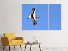 Laden Sie das Bild in den Galerie-Viewer, Leinwandbild 3-teilig Der Storch in Aktion