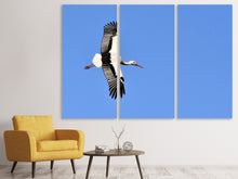 Laden Sie das Bild in den Galerie-Viewer, Leinwandbild 3-teilig Der Storch in Aktion