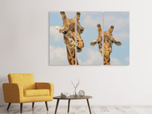 Laden Sie das Bild in den Galerie-Viewer, Leinwandbild 3-teilig 2 Giraffen