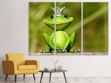 Laden Sie das Bild in den Galerie-Viewer, Leinwandbild 3-teilig Herr Frosch König
