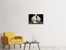 Laden Sie das Bild in den Galerie-Viewer, Leinwandbild 3-teilig Mama und Baby Schwan