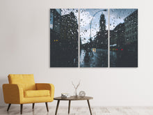 Laden Sie das Bild in den Galerie-Viewer, Leinwandbild 3-teilig Regentropfen an der Fensterscheibe
