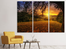 Laden Sie das Bild in den Galerie-Viewer, Leinwandbild 3-teilig Eine Landschaft im Sonnenuntergang