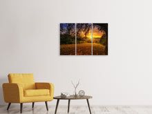 Laden Sie das Bild in den Galerie-Viewer, Leinwandbild 3-teilig Eine Landschaft im Sonnenuntergang