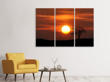 Laden Sie das Bild in den Galerie-Viewer, Leinwandbild 3-teilig Der Sonnenuntergang am Horizont