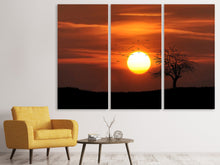 Laden Sie das Bild in den Galerie-Viewer, Leinwandbild 3-teilig Der Sonnenuntergang am Horizont