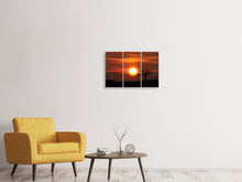 Laden Sie das Bild in den Galerie-Viewer, Leinwandbild 3-teilig Der Sonnenuntergang am Horizont