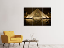 Laden Sie das Bild in den Galerie-Viewer, Leinwandbild 3-teilig Nachts am Louvre