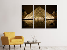 Laden Sie das Bild in den Galerie-Viewer, Leinwandbild 3-teilig Nachts am Louvre