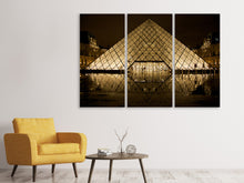 Laden Sie das Bild in den Galerie-Viewer, Leinwandbild 3-teilig Nachts am Louvre