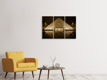 Laden Sie das Bild in den Galerie-Viewer, Leinwandbild 3-teilig Nachts am Louvre