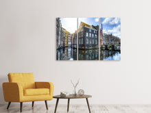 Laden Sie das Bild in den Galerie-Viewer, Leinwandbild 3-teilig Reflexion im Wasser