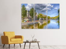 Laden Sie das Bild in den Galerie-Viewer, Leinwandbild 3-teilig Idyllisches Amsterdam