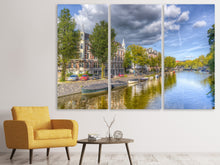 Laden Sie das Bild in den Galerie-Viewer, Leinwandbild 3-teilig Idyllisches Amsterdam