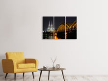Laden Sie das Bild in den Galerie-Viewer, Leinwandbild 3-teilig Nachts in Köln