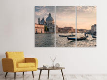 Laden Sie das Bild in den Galerie-Viewer, Leinwandbild 3-teilig Am Kanal von Venedig