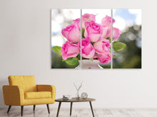 Laden Sie das Bild in den Galerie-Viewer, Leinwandbild 3-teilig Rosenstrauss in rosa