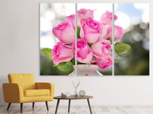 Laden Sie das Bild in den Galerie-Viewer, Leinwandbild 3-teilig Rosenstrauss in rosa