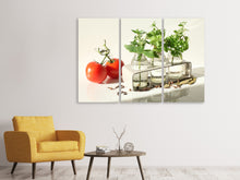 Laden Sie das Bild in den Galerie-Viewer, Leinwandbild 3-teilig Tomaten und Kräuter