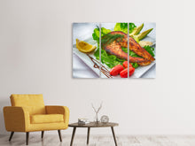 Laden Sie das Bild in den Galerie-Viewer, Leinwandbild 3-teilig Lachs Teller