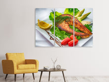 Laden Sie das Bild in den Galerie-Viewer, Leinwandbild 3-teilig Lachs Teller