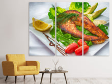 Laden Sie das Bild in den Galerie-Viewer, Leinwandbild 3-teilig Lachs Teller