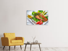 Laden Sie das Bild in den Galerie-Viewer, Leinwandbild 3-teilig Lachs Teller