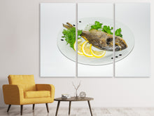 Laden Sie das Bild in den Galerie-Viewer, Leinwandbild 3-teilig Gegrillter Fisch