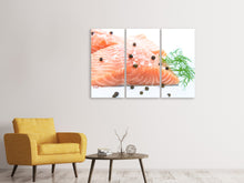 Laden Sie das Bild in den Galerie-Viewer, Leinwandbild 3-teilig Roher Lachs