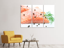 Laden Sie das Bild in den Galerie-Viewer, Leinwandbild 3-teilig Roher Lachs