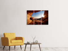Laden Sie das Bild in den Galerie-Viewer, Leinwandbild 3-teilig Sonnenuntergang vor der Höhle