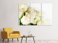 Laden Sie das Bild in den Galerie-Viewer, Leinwandbild 3-teilig Weisse Rosen
