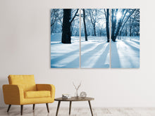 Laden Sie das Bild in den Galerie-Viewer, Leinwandbild 3-teilig Der Wald ohne Spuren im Schnee