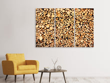 Laden Sie das Bild in den Galerie-Viewer, Leinwandbild 3-teilig Holzstämme