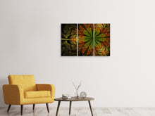 Laden Sie das Bild in den Galerie-Viewer, Leinwandbild 3-teilig Abstraktes Blumenmuster