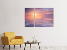Laden Sie das Bild in den Galerie-Viewer, Leinwandbild 3-teilig Sonnenuntergang auf See