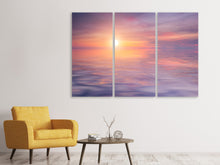 Laden Sie das Bild in den Galerie-Viewer, Leinwandbild 3-teilig Sonnenuntergang auf See