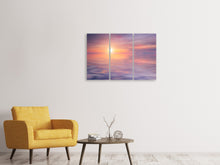 Laden Sie das Bild in den Galerie-Viewer, Leinwandbild 3-teilig Sonnenuntergang auf See