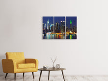 Laden Sie das Bild in den Galerie-Viewer, Leinwandbild 3-teilig Skyline New York Midtown bei Nacht